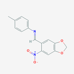 molecular formula C15H12N2O4 B374168 4-methyl-N-[(6-nitro-1,3-benzodioxol-5-yl)methylene]aniline 