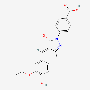 molecular formula C20H18N2O5 B3741713 4-[4-(3-ethoxy-4-hydroxybenzylidene)-3-methyl-5-oxo-4,5-dihydro-1H-pyrazol-1-yl]benzoic acid 