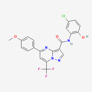 molecular formula C21H14ClF3N4O3 B3741742 N-(5-chloro-2-hydroxyphenyl)-5-(4-methoxyphenyl)-7-(trifluoromethyl)pyrazolo[1,5-a]pyrimidine-3-carboxamide 