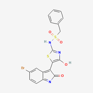 N-[5-(5-bromo-2-oxo-1,2-dihydro-3H-indol-3-ylidene)-4-oxo-1,3-thiazolidin-2-ylidene]-1-phenylmethanesulfonamide