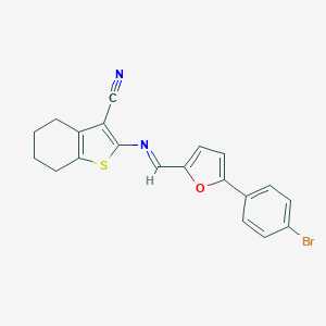 molecular formula C20H15BrN2OS B374179 2-({[5-(4-Bromophenyl)-2-furyl]methylene}amino)-4,5,6,7-tetrahydro-1-benzothiophene-3-carbonitrile 