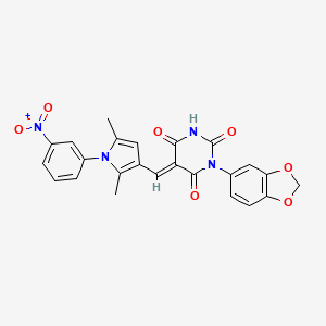 1-(1,3-benzodioxol-5-yl)-5-{[2,5-dimethyl-1-(3-nitrophenyl)-1H-pyrrol-3-yl]methylene}-2,4,6(1H,3H,5H)-pyrimidinetrione