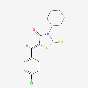molecular formula C16H16ClNOS2 B3741990 5-(4-chlorobenzylidene)-3-cyclohexyl-2-thioxo-1,3-thiazolidin-4-one 