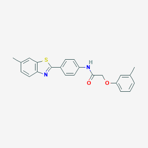 molecular formula C23H20N2O2S B374202 N-[4-(6-methyl-1,3-benzothiazol-2-yl)phenyl]-2-(3-methylphenoxy)acetamide CAS No. 300820-33-1