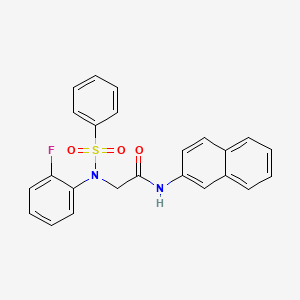 molecular formula C24H19FN2O3S B3742027 N~2~-(2-fluorophenyl)-N~1~-2-naphthyl-N~2~-(phenylsulfonyl)glycinamide 