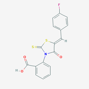 molecular formula C17H10FNO3S2 B374205 2-[5-(4-Fluorobenzylidene)-4-oxo-2-thioxo-1,3-thiazolidin-3-yl]benzoic acid 
