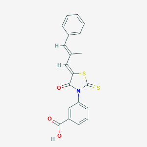 molecular formula C20H15NO3S2 B374207 3-[5-(2-Methyl-3-phenyl-2-propenylidene)-4-oxo-2-thioxo-1,3-thiazolidin-3-yl]benzoic acid CAS No. 342046-06-4