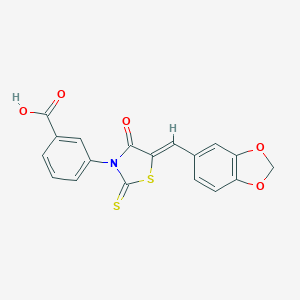 3-[5-(1,3-Benzodioxol-5-ylmethylene)-4-oxo-2-thioxo-1,3-thiazolidin-3-yl]benzoic acid