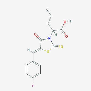 molecular formula C15H14FNO3S2 B374217 2-[5-(4-Fluorobenzylidene)-4-oxo-2-thioxo-1,3-thiazolidin-3-yl]pentanoic acid 