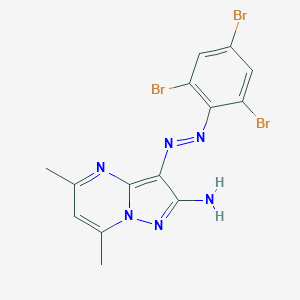 molecular formula C14H11Br3N6 B374221 5,7-Dimethyl-3-[(2,4,6-tribromophenyl)diazenyl]pyrazolo[1,5-a]pyrimidin-2-ylamine 