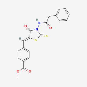 molecular formula C20H16N2O4S2 B3742214 methyl 4-({4-oxo-3-[(phenylacetyl)amino]-2-thioxo-1,3-thiazolidin-5-ylidene}methyl)benzoate 