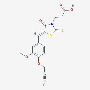molecular formula C17H15NO5S2 B374225 3-{5-[3-Methoxy-4-(2-propynyloxy)benzylidene]-4-oxo-2-thioxo-1,3-thiazolidin-3-yl}propanoic acid 