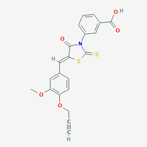 molecular formula C21H15NO5S2 B374228 3-{5-[3-Methoxy-4-(2-propynyloxy)benzylidene]-4-oxo-2-thioxo-1,3-thiazolidin-3-yl}benzoic acid 