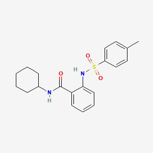 molecular formula C20H24N2O3S B3742331 N-cyclohexyl-2-{[(4-methylphenyl)sulfonyl]amino}benzamide 