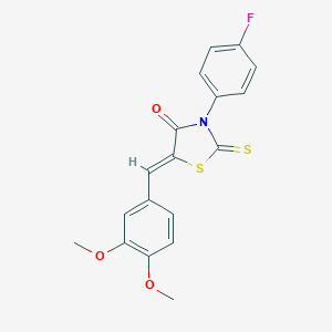 molecular formula C18H14FNO3S2 B374234 (5Z)-5-(3,4-dimethoxybenzylidene)-3-(4-fluorophenyl)-2-thioxo-1,3-thiazolidin-4-one 