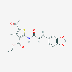 molecular formula C20H19NO6S B374236 Ethyl 5-acetyl-2-{[3-(1,3-benzodioxol-5-yl)acryloyl]amino}-4-methyl-3-thiophenecarboxylate 