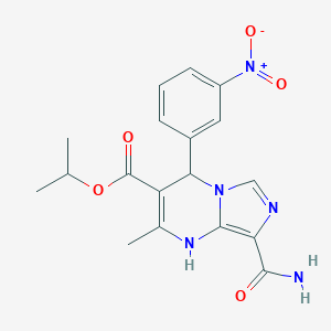 molecular formula C18H19N5O5 B374241 Isopropyl 8-(aminocarbonyl)-4-{3-nitrophenyl}-2-methyl-1,4-dihydroimidazo[1,5-a]pyrimidine-3-carboxylate 