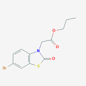 molecular formula C12H12BrNO3S B374246 propyl (6-bromo-2-oxo-1,3-benzothiazol-3(2H)-yl)acetate 