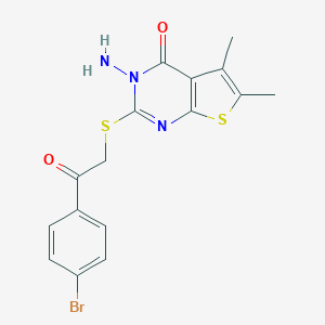 molecular formula C16H14BrN3O2S2 B374248 3-amino-2-{[2-(4-bromophenyl)-2-oxoethyl]sulfanyl}-5,6-dimethylthieno[2,3-d]pyrimidin-4(3H)-one 