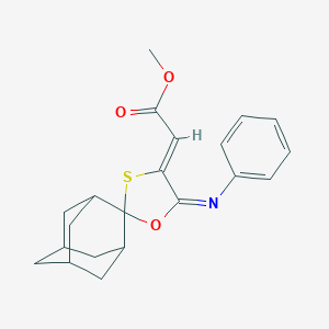 molecular formula C21H23NO3S B374251 Methyl {5'-(phenylimino)-spiro[adamantane-2,2'-[1,3]oxathiolane]-4'-ylidene}acetate 