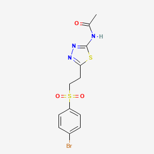 molecular formula C12H12BrN3O3S2 B3742594 N-(5-{2-[(4-bromophenyl)sulfonyl]ethyl}-1,3,4-thiadiazol-2-yl)acetamide 