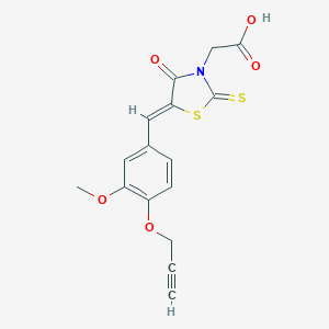 molecular formula C16H13NO5S2 B374268 {5-[3-Methoxy-4-(2-propynyloxy)benzylidene]-4-oxo-2-thioxo-1,3-thiazolidin-3-yl}acetic acid 