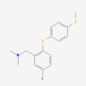 molecular formula C16H18FNS2 B374275 N-(5-fluoro-2-{[4-(methylsulfanyl)phenyl]sulfanyl}benzyl)-N,N-dimethylamine 