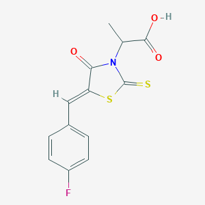 molecular formula C13H10FNO3S2 B374279 2-[(5Z)-5-[(4-fluorophenyl)methylidene]-4-oxo-2-sulfanylidene-1,3-thiazolidin-3-yl]propanoic acid 