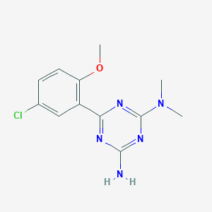 molecular formula C12H14ClN5O B374283 N-[4-amino-6-(5-chloro-2-methoxyphenyl)-1,3,5-triazin-2-yl]-N,N-dimethylamine 
