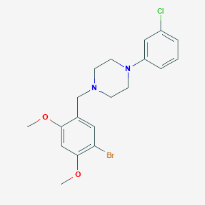 molecular formula C19H22BrClN2O2 B3742888 1-(5-bromo-2,4-dimethoxybenzyl)-4-(3-chlorophenyl)piperazine 