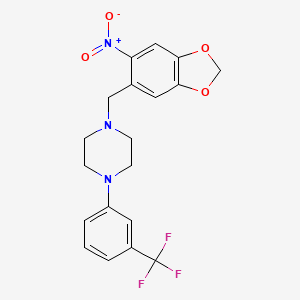 molecular formula C19H18F3N3O4 B3742909 1-[(6-nitro-1,3-benzodioxol-5-yl)methyl]-4-[3-(trifluoromethyl)phenyl]piperazine 
