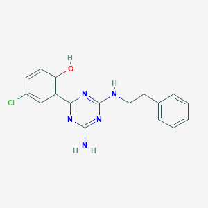molecular formula C17H16ClN5O B374297 2-{4-Amino-6-[(2-phenylethyl)amino]-1,3,5-triazin-2-yl}-4-chlorophenol 