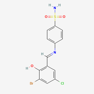 4-[(3-bromo-5-chloro-2-hydroxybenzylidene)amino]benzenesulfonamide