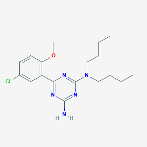 molecular formula C18H26ClN5O B374305 N~2~,N~2~-dibutyl-6-(5-chloro-2-methoxyphenyl)-1,3,5-triazine-2,4-diamine 