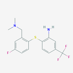molecular formula C16H16F4N2S B374307 2-({2-[(Dimethylamino)methyl]-4-fluorophenyl}sulfanyl)-5-(trifluoromethyl)aniline 