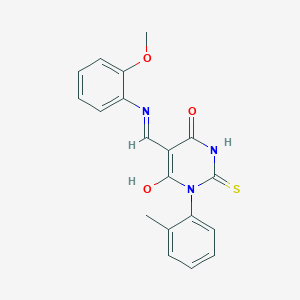 molecular formula C19H17N3O3S B3743154 5-{[(2-methoxyphenyl)amino]methylene}-1-(2-methylphenyl)-2-thioxodihydro-4,6(1H,5H)-pyrimidinedione 