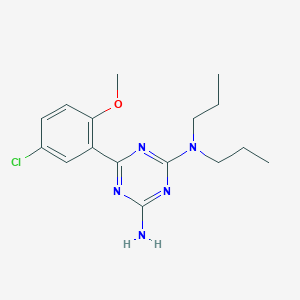 molecular formula C16H22ClN5O B374321 N-[4-amino-6-(5-chloro-2-methoxyphenyl)-1,3,5-triazin-2-yl]-N,N-dipropylamine 