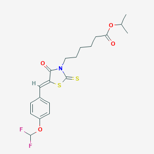 molecular formula C20H23F2NO4S2 B374326 Isopropyl 6-{5-[4-(difluoromethoxy)benzylidene]-4-oxo-2-thioxo-1,3-thiazolidin-3-yl}hexanoate 