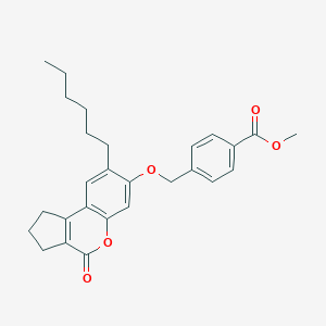 molecular formula C27H30O5 B374329 Methyl 4-{[(8-hexyl-4-oxo-1,2,3,4-tetrahydrocyclopenta[c]chromen-7-yl)oxy]methyl}benzoate CAS No. 302549-16-2
