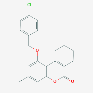 molecular formula C21H19ClO3 B374341 1-[(4-chlorobenzyl)oxy]-3-methyl-7,8,9,10-tetrahydro-6H-benzo[c]chromen-6-one 