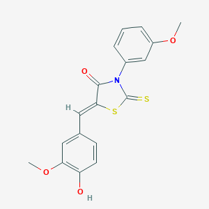 molecular formula C18H15NO4S2 B374347 5-(4-Hydroxy-3-methoxybenzylidene)-3-(3-methoxyphenyl)-2-thioxo-1,3-thiazolidin-4-one CAS No. 306323-74-0