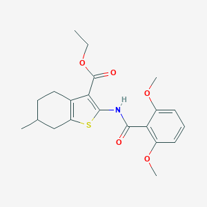 molecular formula C21H25NO5S B374348 Ethyl 2-[(2,6-dimethoxybenzoyl)amino]-6-methyl-4,5,6,7-tetrahydro-1-benzothiophene-3-carboxylate 
