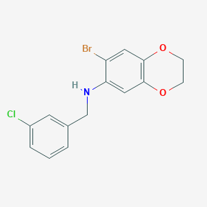 molecular formula C15H13BrClNO2 B3743537 (7-bromo-2,3-dihydro-1,4-benzodioxin-6-yl)(3-chlorobenzyl)amine 