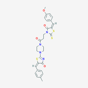 molecular formula C29H28N4O4S3 B374356 2-(4-{3-[5-(4-methoxybenzylidene)-4-oxo-2-thioxo-1,3-thiazolidin-3-yl]propanoyl}-1-piperazinyl)-5-(4-methylbenzylidene)-1,3-thiazol-4(5H)-one 