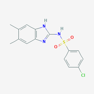 molecular formula C15H14ClN3O2S B374363 4-chloro-N-(5,6-dimethyl-1H-benzimidazol-2-yl)benzenesulfonamide CAS No. 69746-69-6