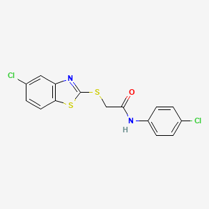 molecular formula C15H10Cl2N2OS2 B3743646 2-[(5-chloro-1,3-benzothiazol-2-yl)thio]-N-(4-chlorophenyl)acetamide 