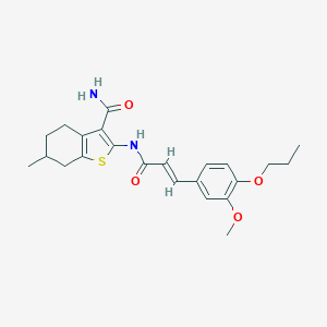 molecular formula C23H28N2O4S B374370 2-{[3-(3-Methoxy-4-propoxyphenyl)acryloyl]amino}-6-methyl-4,5,6,7-tetrahydro-1-benzothiophene-3-carboxamide 