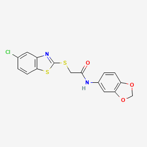 molecular formula C16H11ClN2O3S2 B3743701 N-1,3-benzodioxol-5-yl-2-[(5-chloro-1,3-benzothiazol-2-yl)thio]acetamide 