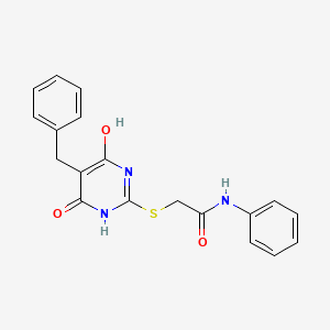 2-[(5-benzyl-4-hydroxy-6-oxo-1,6-dihydro-2-pyrimidinyl)thio]-N-phenylacetamide