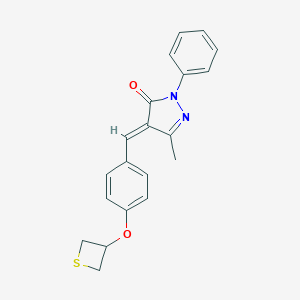 molecular formula C20H18N2O2S B374380 5-methyl-2-phenyl-4-[4-(3-thietanyloxy)benzylidene]-2,4-dihydro-3H-pyrazol-3-one 